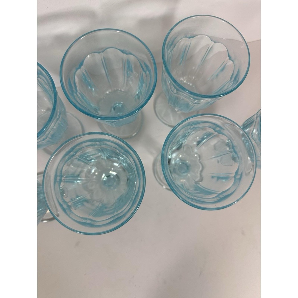 Noritake Azure Provincial Water Goblets 6.25" Light/Sky Blue Set Of 8 Vtg 70s - Picture 5 of 7